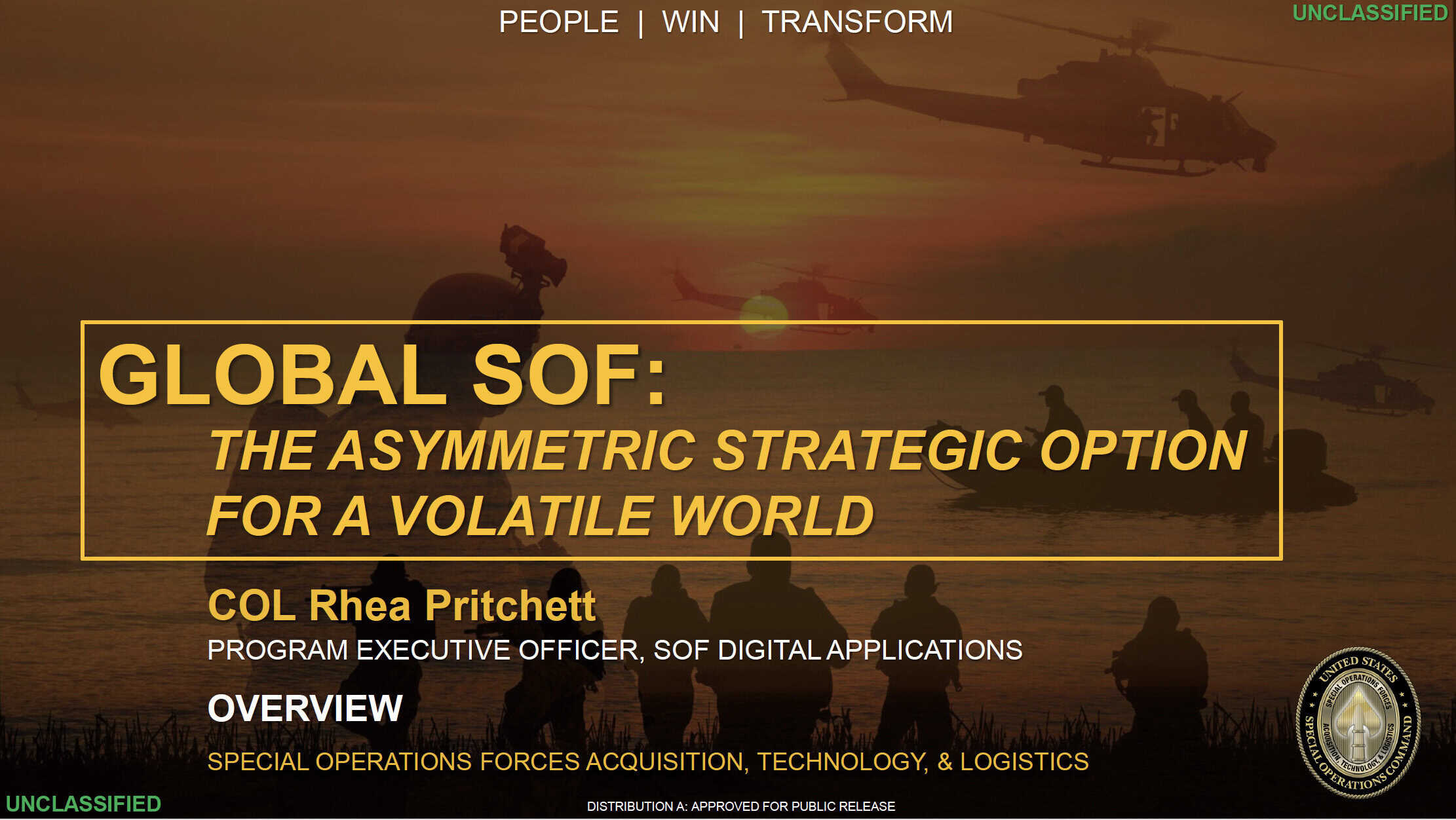Global SOF military strategy conference, special operations forces, asymmetric warfare, future military technology, SOF Week 2023, military leaders, defense technology, tactical operations, international security.